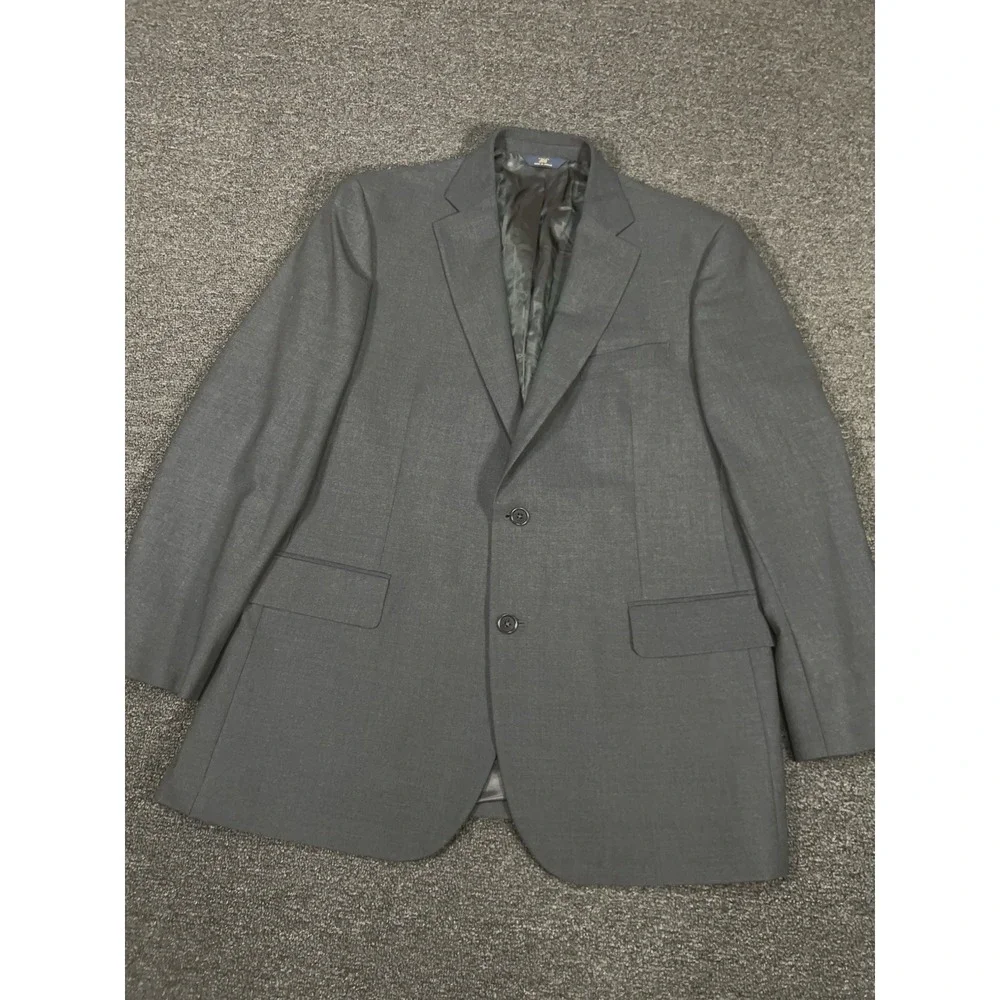 Brooks Brothers 2 Piece Suit Men 44R Pants 36x29 Gray Wool Stretch Business 346